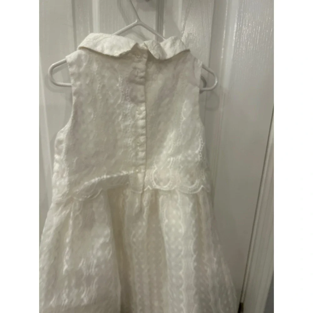 Janie & Jack‎ Lace Special Occasion Dress White Sleeveless Tiered Scalloped Hem
